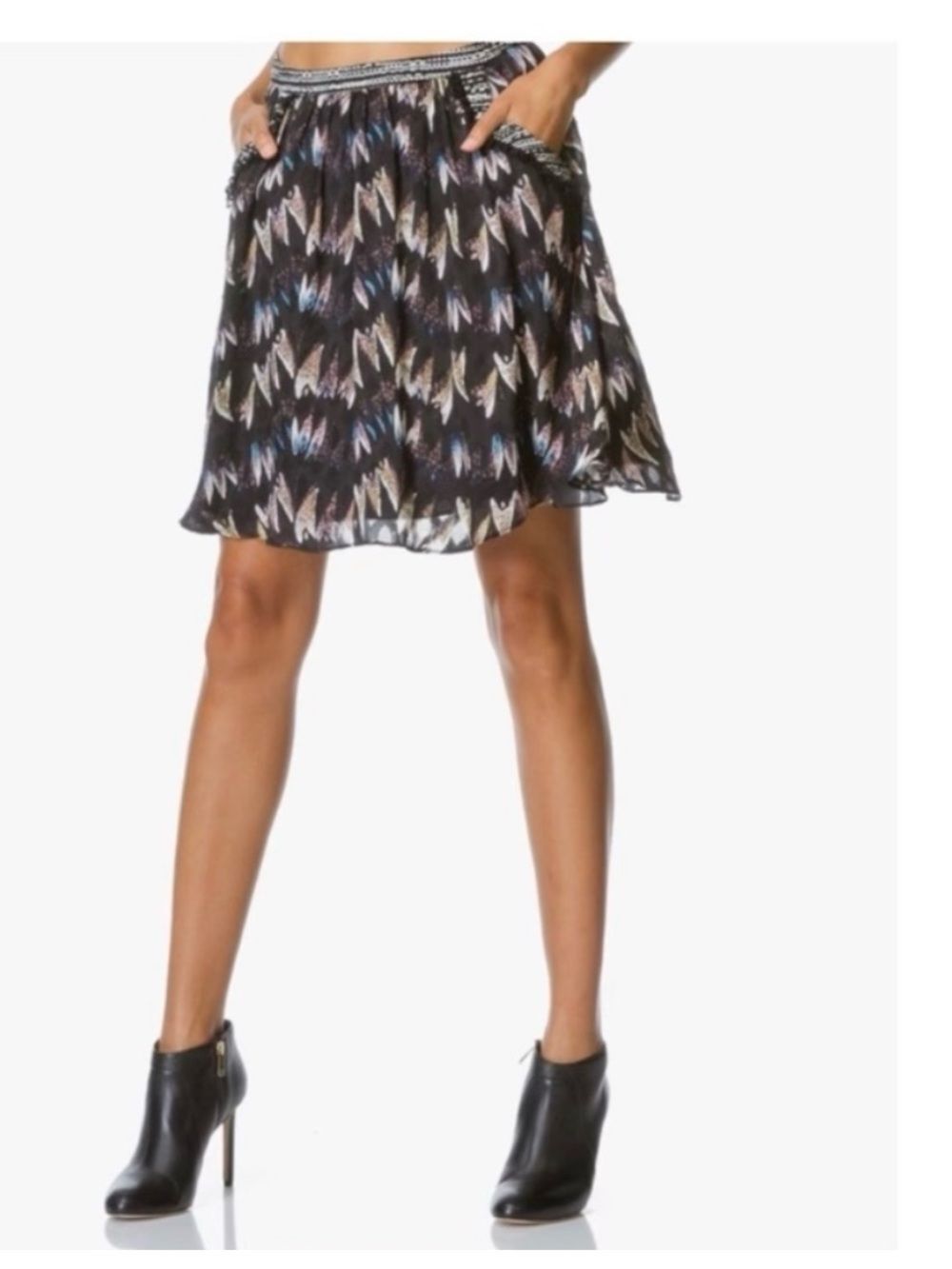 Diane von Furstenberg Marisa Skirt 100% Silk and Tweed Trim size 8